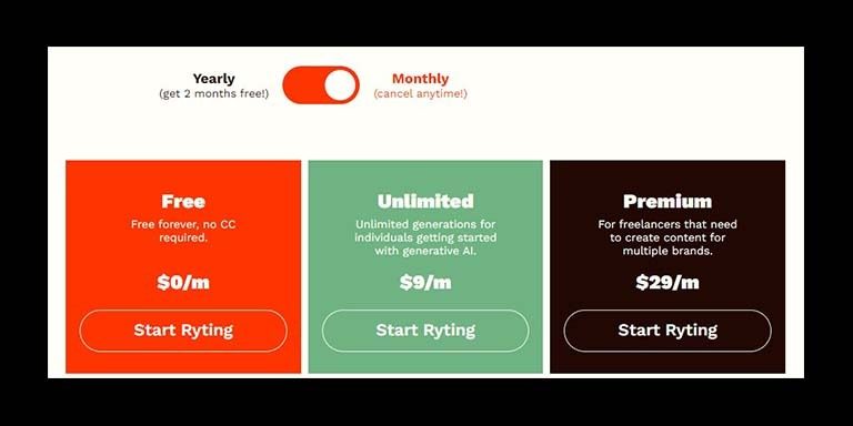 rytr-pricing-plans